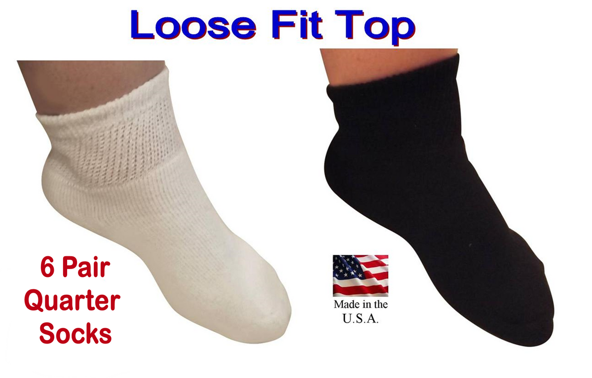 USA Diabetic Ankle Socks for Men and Women - Wide - Loose Top - With Free Shipping